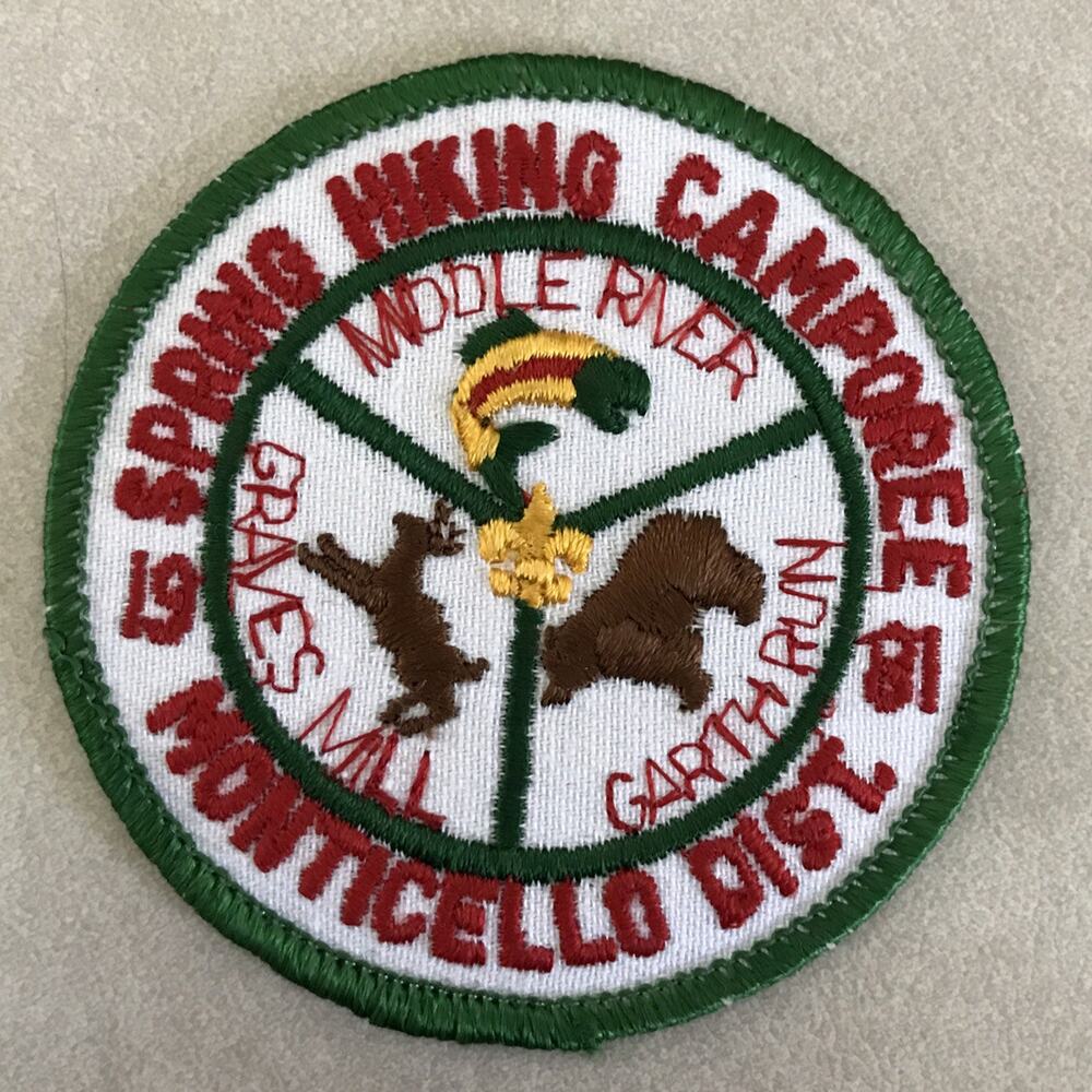 Vtg 1981 Cub Boy Scouts BSA Spring Hiking Camporee Monticello District Patch